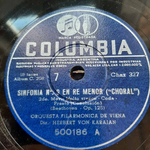 Pasta Herbert Von Karajan Orq Viena 7-12 Columbia Tc31