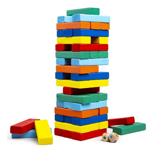 Jenga Colores 54 Piezas Juego Educativo Yenga Juego Mesa ,