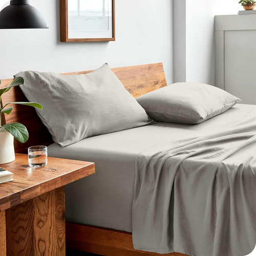 Sábanas Frescas Extra Suaves Anti Arrugas Tacto Lino 4 Pzas Color Beige Diseño De La Tela Rey