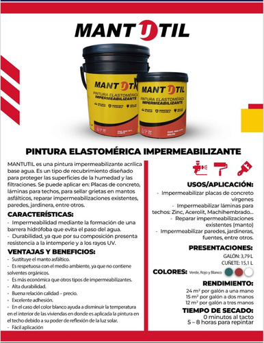 Mantoflex Cuñete Rojo Elastomerica Manto Util