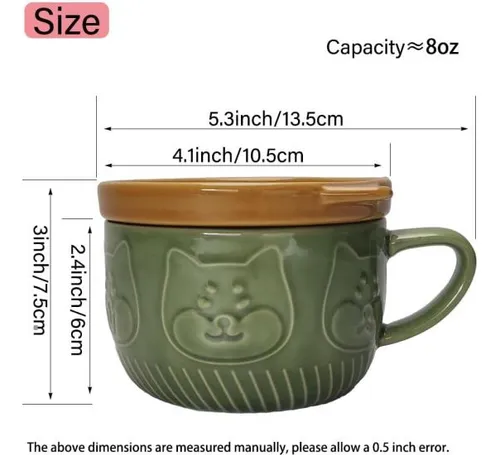 Taza De Té De Cerámica Con Diseño De Gato, Taza Con Tapa, Di