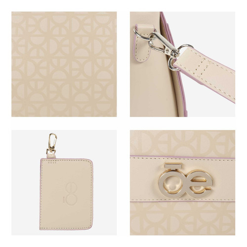 Bolsa Satchel Cloe Para Mujer Atemporal Estampado Monograma Color Nude