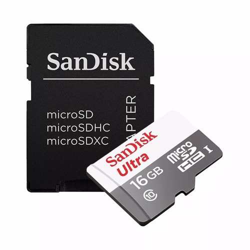 Memoria Micro Sd 16gb Sandisk Ultra 80mb/s Full Hd Clase 10 Blister Cerrado + Adaptador Notebook Celular Tablet Parlante