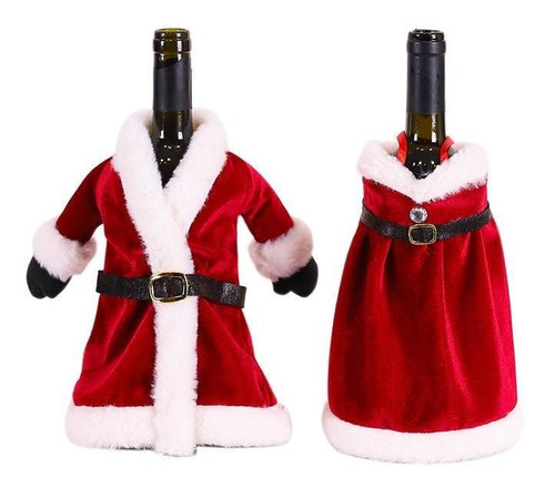 Set De Vino Tinto Navideño, Vestido Navideño, 2 Juegos De Bo