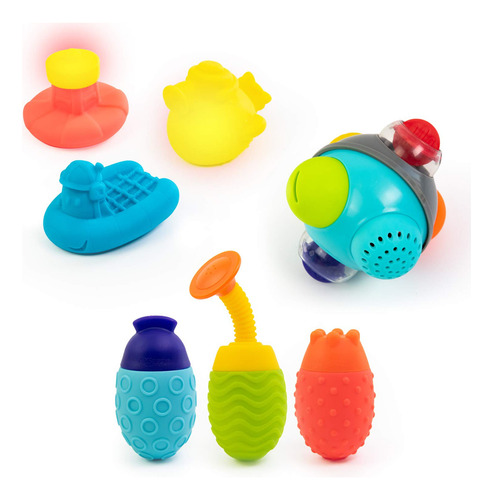 Sassy Boya Iluminada, Barcos, Bolas De Ducha Y Juguetes De . Color Boya Iluminada, Barcos, Bolas De Ducha Y Juguetes De Baño Ez Squeezies - 7 Piezas