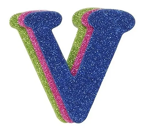 Letra V De Madera Darice 4 25  Con Brillo Multicolor