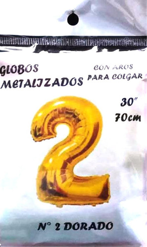 Globo Metalizado Número De 30'' 70cm Dorado - 5 Soles