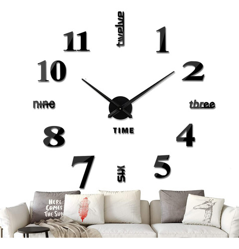 Reloj De Pared Vreaone Sin Marco, Grande, Moderno Espejo 3d,