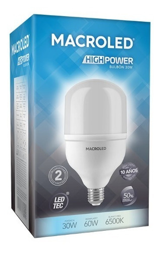 Lampara Led Bulbon 30w E27 Alta Potencia Highpower Macroled