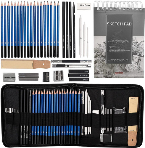 Kit Profesional De Lápices De Grafito Para Dibujo 40 Piezas