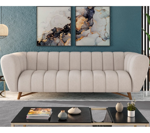 Sofá de 3 plazas para sala de estar, 238 cm, Graff Raw Linen