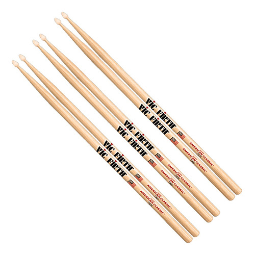 Combo Baquetas Vic Firth N7an Punta Nylon X 3 Unidades