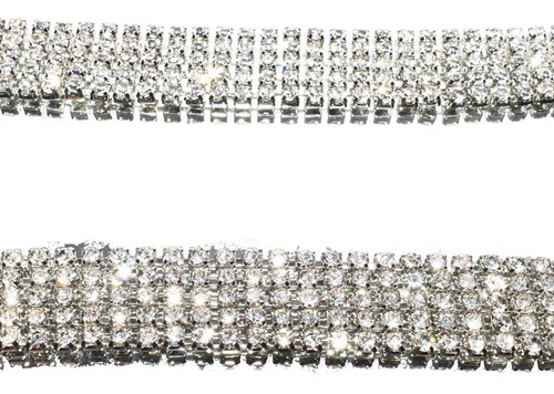 Cinto Cadena Tresher Metálico Fiesta Cinco Líneas De Strass Plateado Liso Con Strass Único