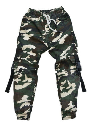 Pantalon Para Niño De Cargo Camuflajeado, Jogger De Niño