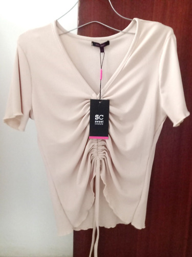 Bello Top Para Dama En Tela Streech Color Beige (nude) 