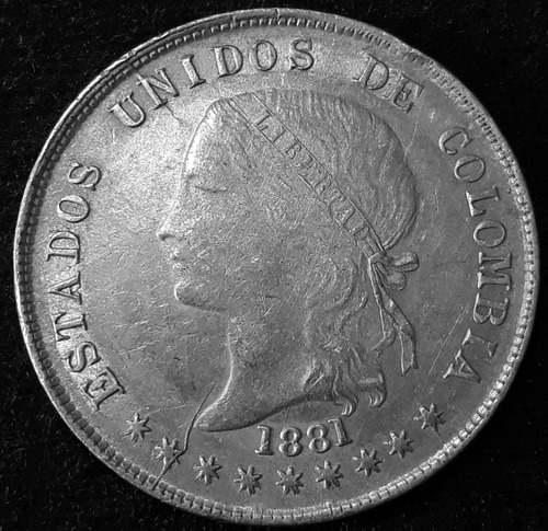 Moneda 50 Centavos 1881 Bogota Plata Lei 0,835 