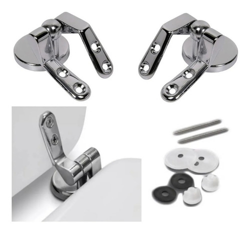 Set Repuesto Bisagras Herrajes Metal Asiento Tapa Inodoro