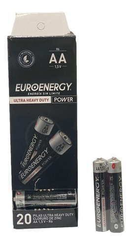 Pack X20 Pilas Aa Euroenergy Zinc 1.5v Ultra Heavy Duty     