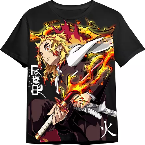 Camisa Camiseta Anime Demon Slayer Hashira Fogo Rengoku