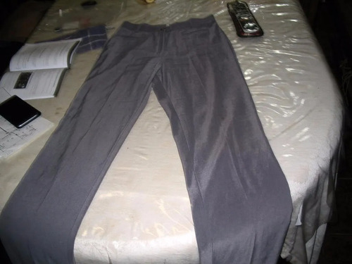 Pantalon  Vestir Negro Tela  Aterciopelada Gris