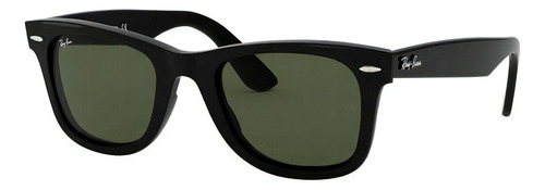 Anteojos De Sol Ray-ban Wayfarer Black Polished Lente Green