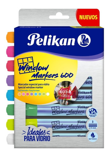 Marcador Window Markers 600 Pelikan X 8 Plumones Para Vidrio