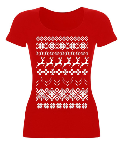 Remera Mujer Navideña Renos Navidad Nieve