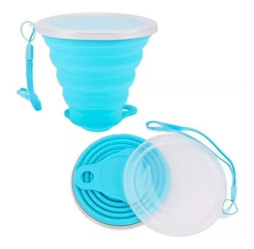 Vaso Plegable De Silicona Con Tapa Portable Reusable 270 Ml