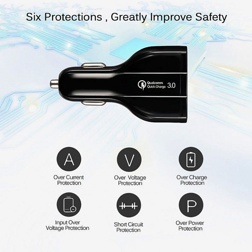 Imagen 6 de 6 de Cargador Rápido Auto Doble Usb Y Tipo C Qc3.0 Qualcomm