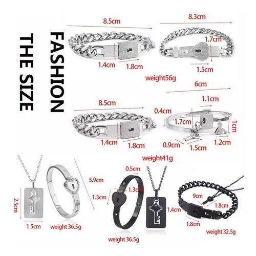 B82-2 Pulsera De Pareja Con Candado Del Amor Pulsera Llave
