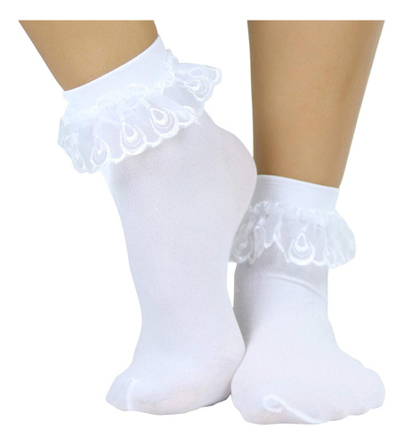 Tobeinstyle Calcetines Tobilleros Con Volantes De Encaje Par