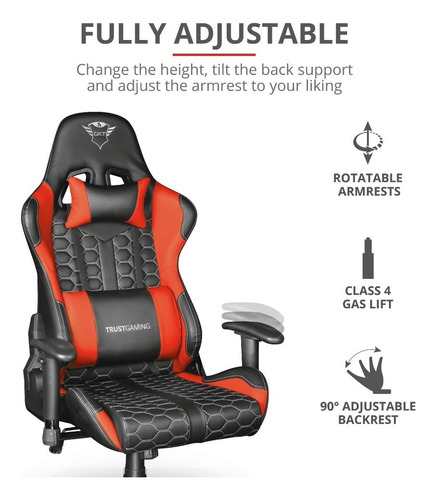 Imagen 4 de 10 de Silla Gamer Pc Escritorio Racer Trust Resto Gxt708 Backup