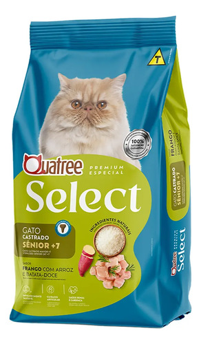 Ração Quatree Select Gato Castrado Sênior +7 Frango 3kg