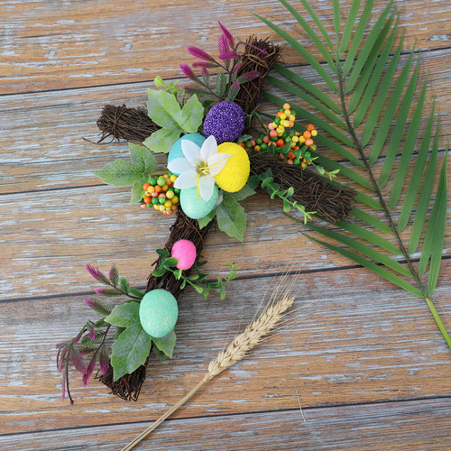 21cm Cross Flower Wreath Home Decor