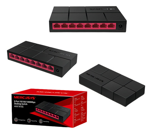Switch 8 Puertos Gigabit Mercusys Ms108g - Electromundo