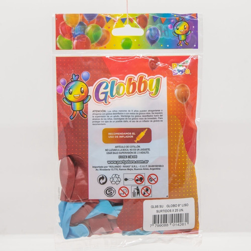 Imagen 2 de 6 de Globos Liso Estandar Globby 9 Pulgadas Varios Colores X 25 U