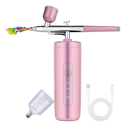 Aerógrafo Portátil Recargable Pulverizador P/uñas Multiusos Rosa