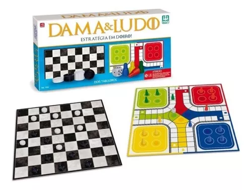 Jogo De Dama E Ludo Com Estojo Em Mdf Junges Jogo de Tabuleiro Dama e Ludo