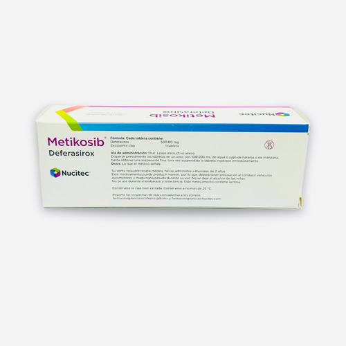 Metikosib, Deferasirox, Caja Con 28 Tabletas De 500 Mg