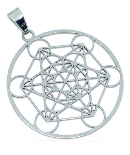 Collar Cubo De Metatron Acero Quirúrgico Geometría Sagrada