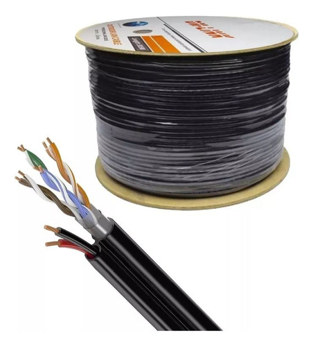 Cable Utp Siamés Exterior Cat5e + Linea Corriente - 305 Mts