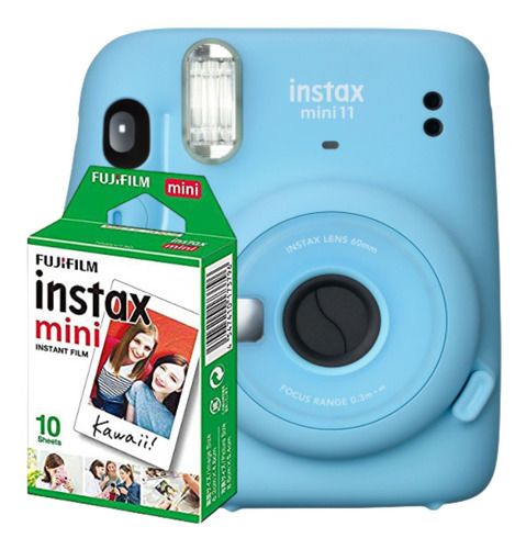 Câmera instantânea Fujifilm Instax Kit Mini 11 + 10 Films sky blue