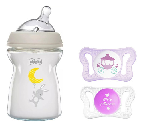 Set Recien Nacido Chicco 1 Mamadera 250ml Vidrio 2 Chup Nena