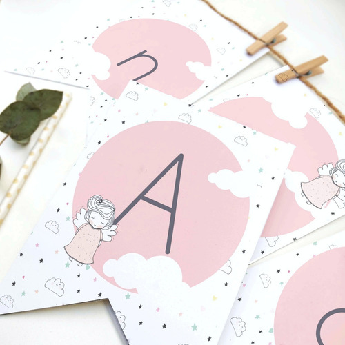 Imagen 6 de 8 de Kit Imprimible Angelito Bautismo Nena Personalizado