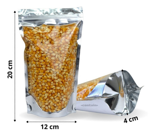 Imagen 3 de 8 de 100 Bolsas Stand Up Pouch Cierre Plata-transparente 150 Grs