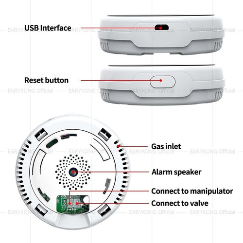 Detector Vazamento Gás E Temperatura Wifi Via App Alarme Onl