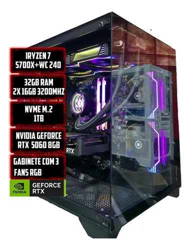 Pc Gamer Ryzen 7 5700x 32gb Ram Nvme 1tb Rtx 5060 8gb 1 Tb 32 Gb