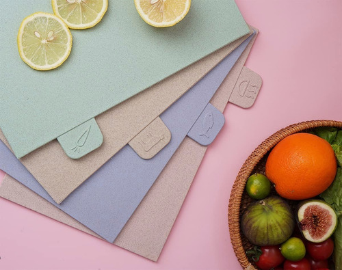 Tabla De Cortar De Cocina, Cuatro Piezas Clasificadas Color Rosa Pálido Liso