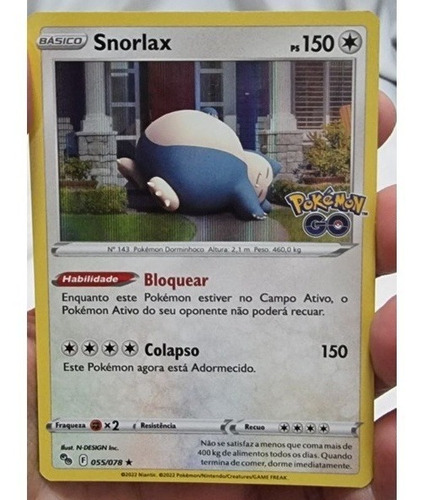 Carta Pokemon Snorlax - 055/078 - Holo Rare Original