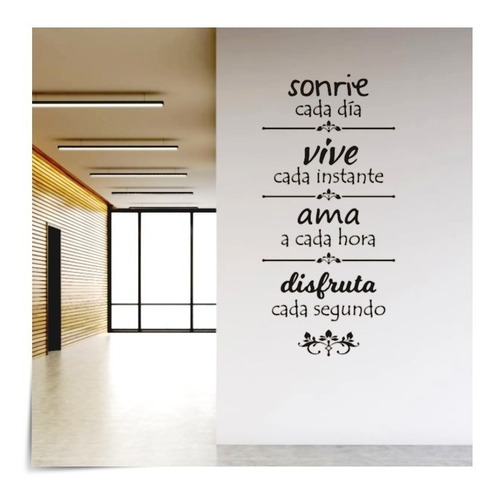 Vinilos Decorativo Frase Pared Sonrie Vive Ama 1.20 X 58 Cm